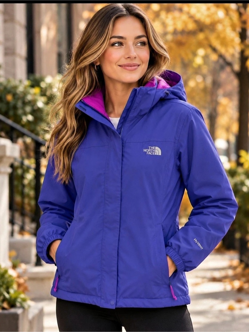 The North Face HyVent Purple Pink Insulated Hooded Jacket Women’s Small